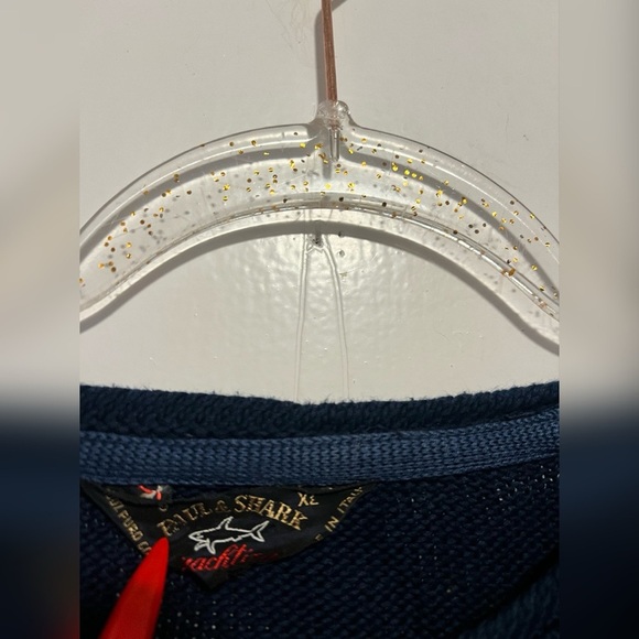 Paul & Shark Logo Solid Blue Knitted Cotton Mens Size XL Made in Italy - Picture 2 of 3